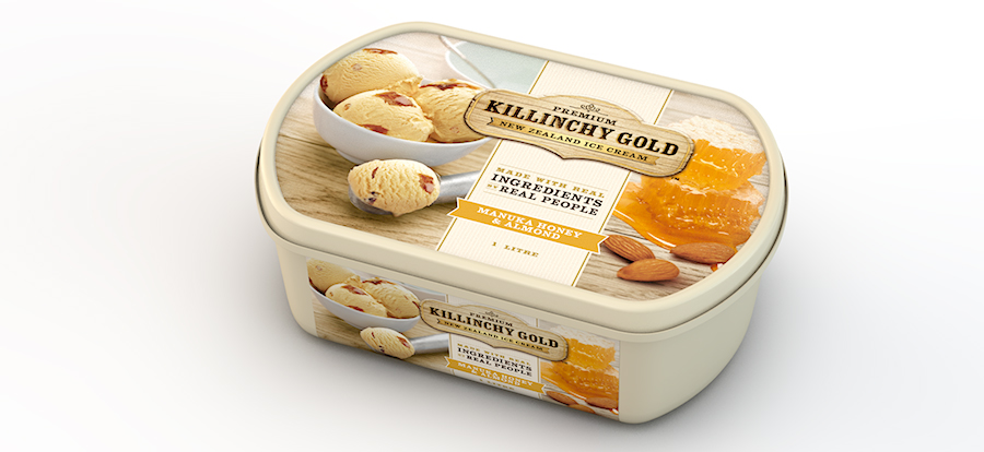 and golden toasted almond pieces in a rich honey and vanilla ice cream and golden toasted almond pieces in a rich honey and vanilla ice cream